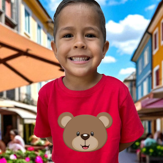 Camiseta roja carita de oso