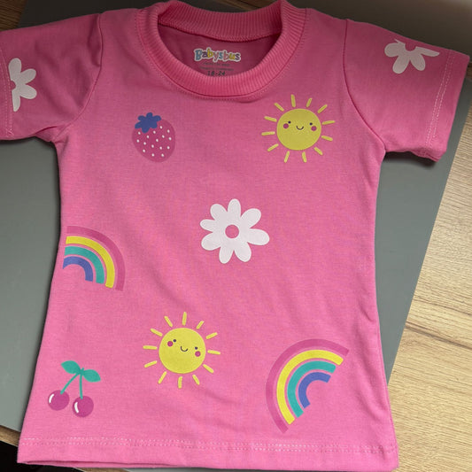 Camiseta rosada arcoiris