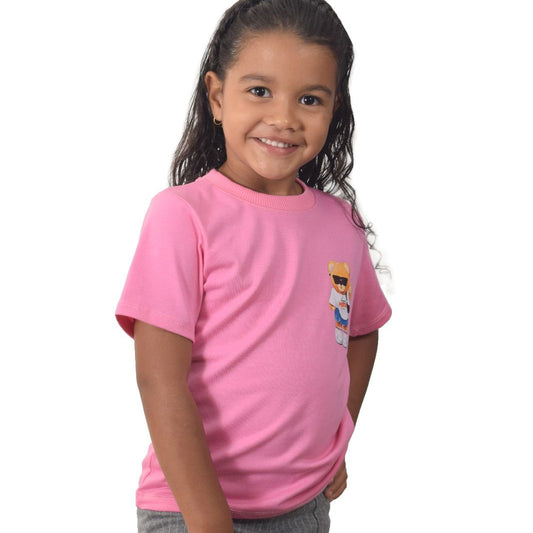 Camiseta rosada oso