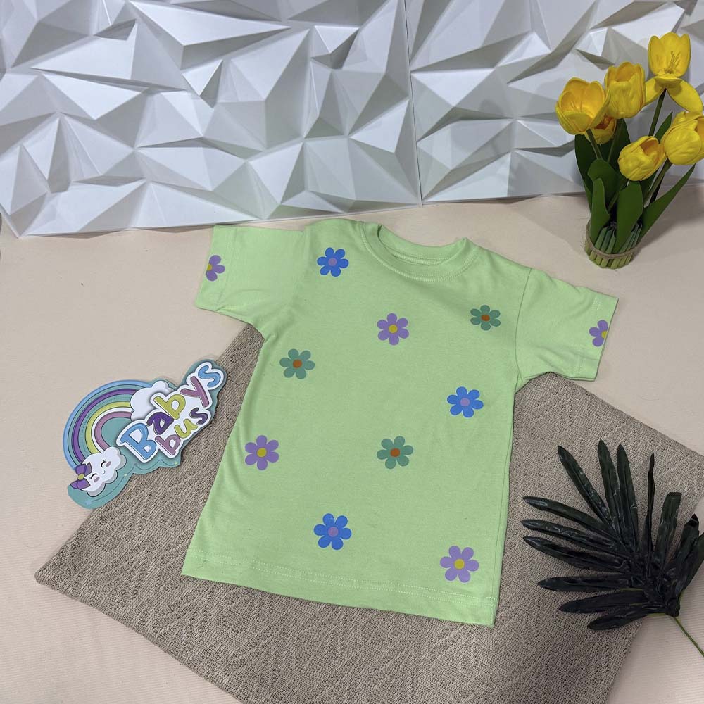 Camiseta Verde Kiwi Flores