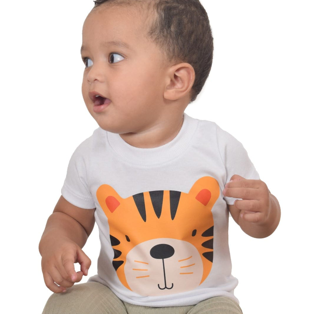 Camiseta blanca cara de tigre