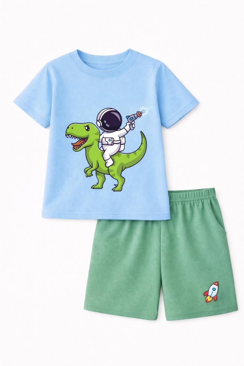 Conjunto astronauta y dinosaurio