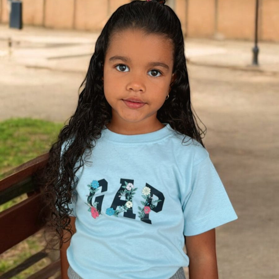 Camiseta Niña Azul Medio Gap Flor