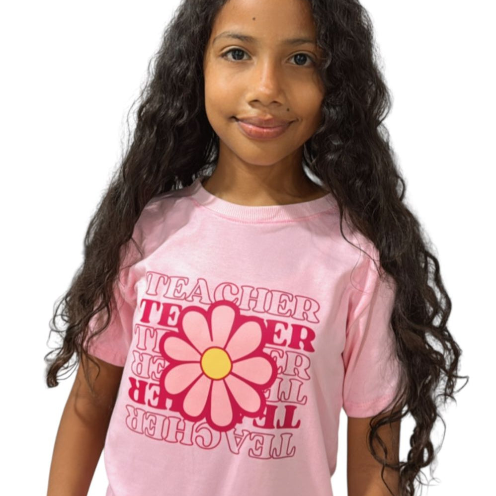 Camiseta flor rosada