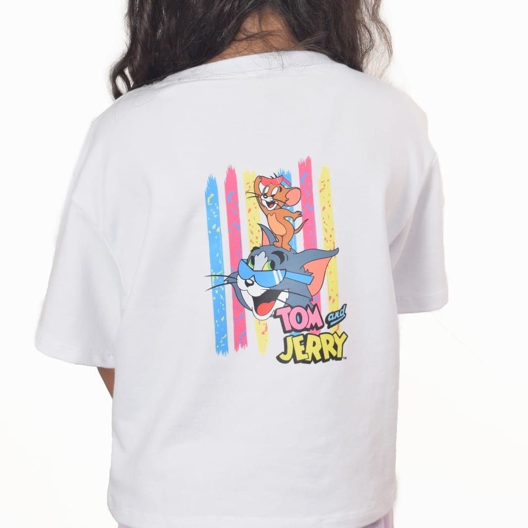 Camiseta oversize blanca Tom y Jerry