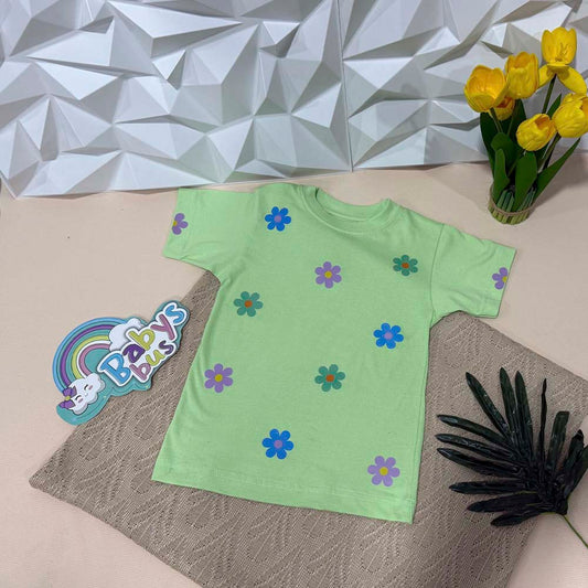 Camiseta Verde Kiwi Flores