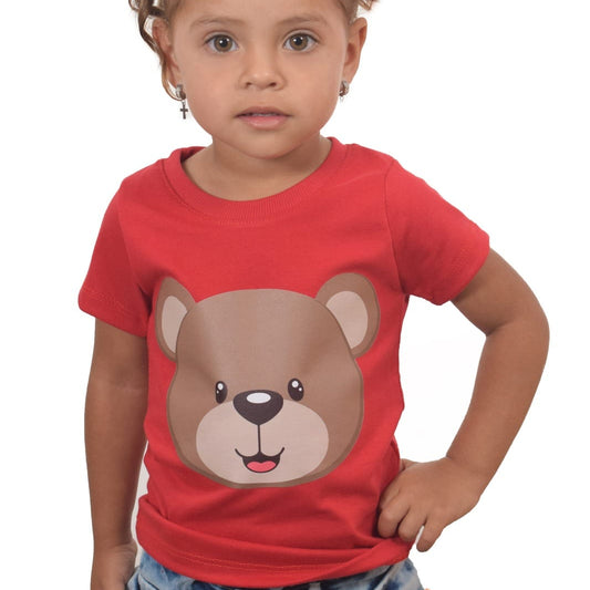 Camiseta roja cara de oso