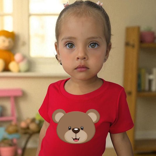 Camiseta roja carita de oso