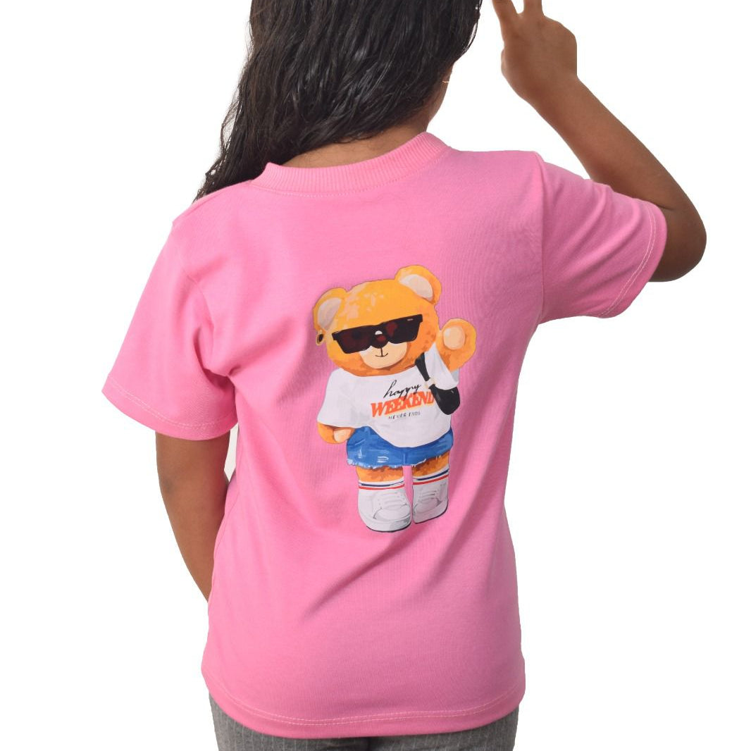 Camiseta rosada oso