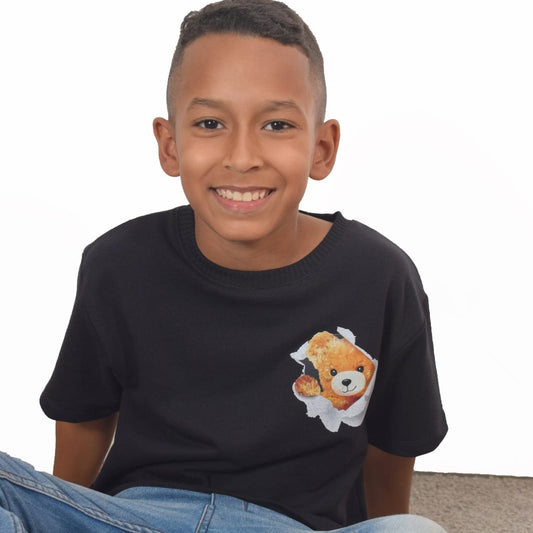 Camiseta oversize negra oso sorprende