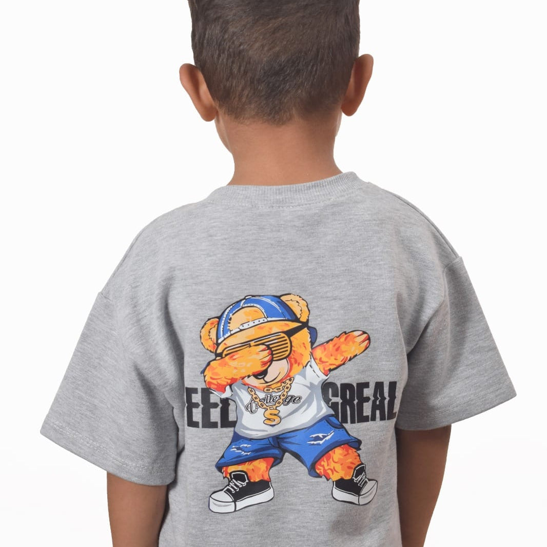 Camiseta oversize gris oso divertido