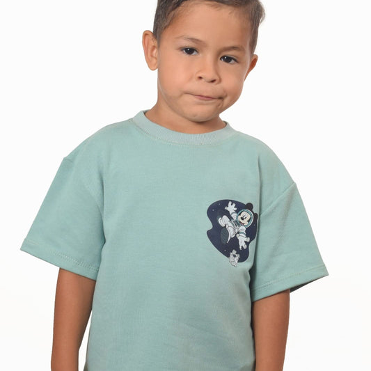 Camiseta verde Mickey astronauta