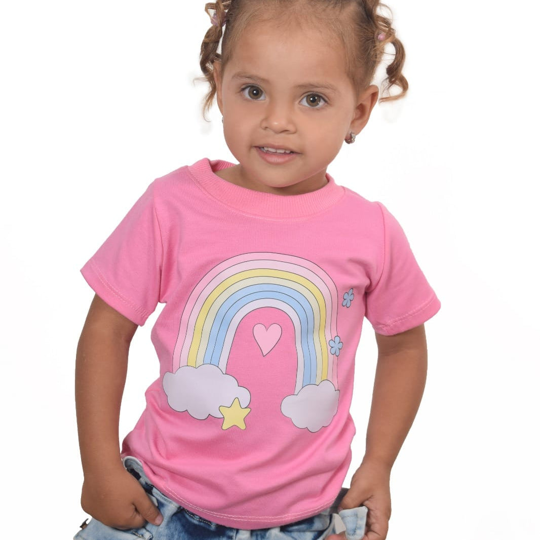 Camiseta rosada arcoiris